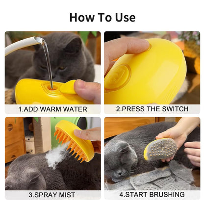 Cozyk™ Patented Exclusive Rechargeable Steam Pet Brush (95°F-113°F) for Pet Bathing