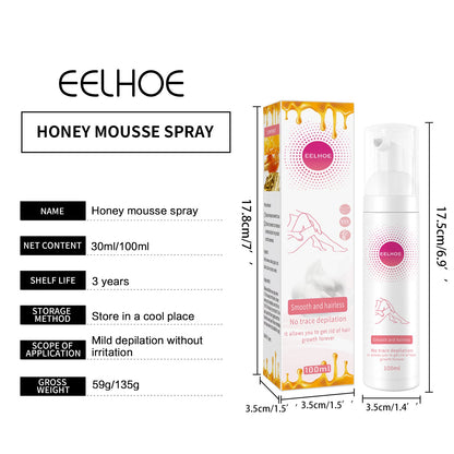 EELHOE Foaming Hair Removal Honey Mousse Spray Painless Gentle and Non-irritating